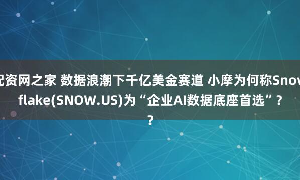 配资网之家 数据浪潮下千亿美金赛道 小摩为何称Snowflake(SNOW.US)为“企业AI数据底座首选”？