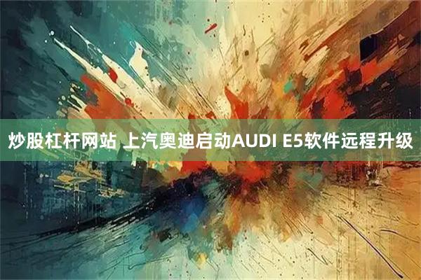 炒股杠杆网站 上汽奥迪启动AUDI E5软件远程升级